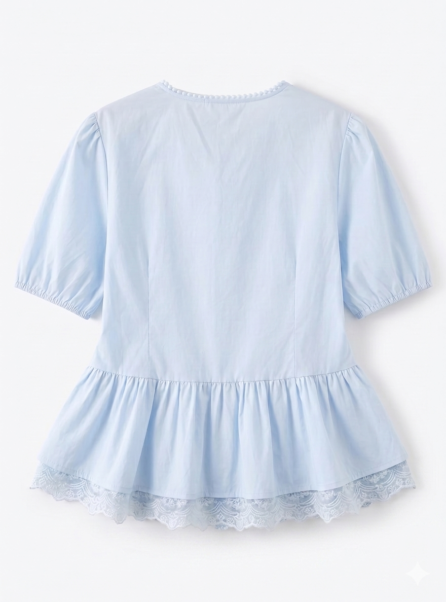 Arthur Valen Sky Lace Peplum Blouse