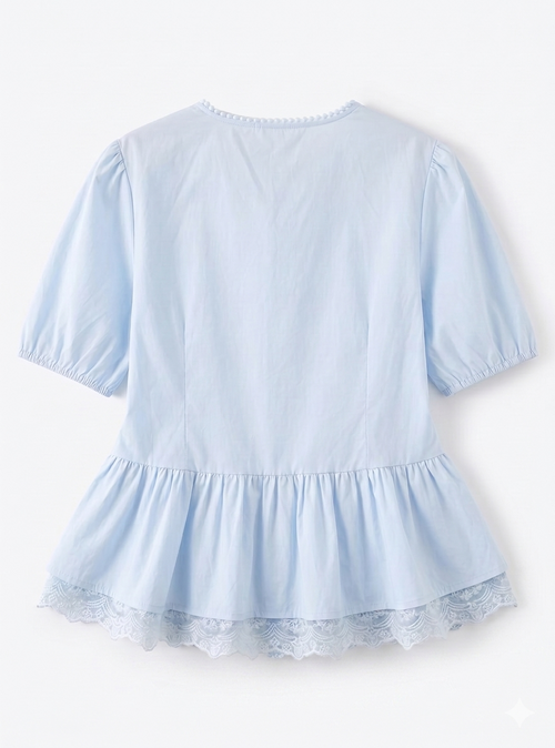 Arthur Valen Sky Lace Peplum Blouse