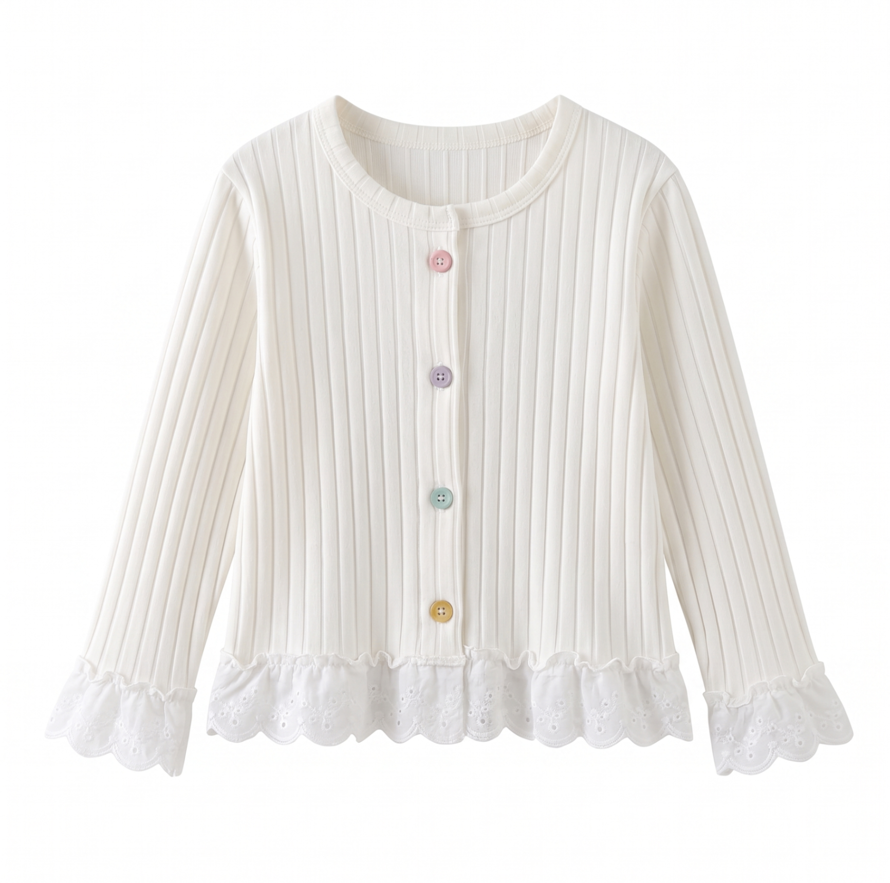 Sweet Pastel Ribbed Cardigan - Front